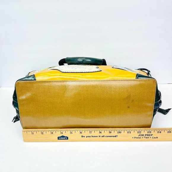 Brighton Fashionista Yellow Coated Canvas Leather Handbag World Travel Tote - Picture 5 of 15